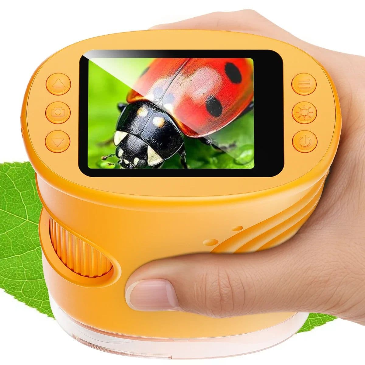 Pocket Kids Microscope,1000X Handheld Microscope for Kids w/2.4'' Screen,Photo Video Portable Microscopes Science Edu Digiscope