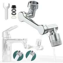 Rotating 2-mode Faucet Nozzle Faucet Stainless Steel Arm Extension Faucet for 22/24MM Threaded Faucets 1080°